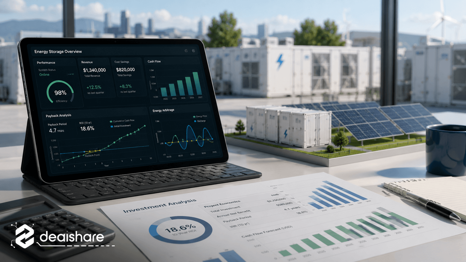 Przemysłowy magazyn energii połączony z firmą i instalacją PV